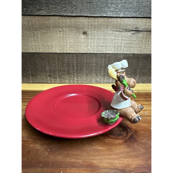 Yankee Candle Chocolate Moose Chef Holiday Christmas Candle Plate - Picture 2 of 5